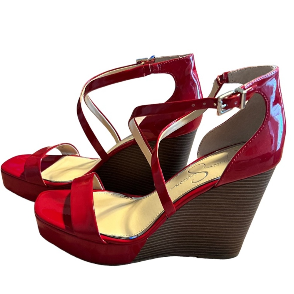 NIB Jessica Simpson Samira Red Wedge 9-1/2